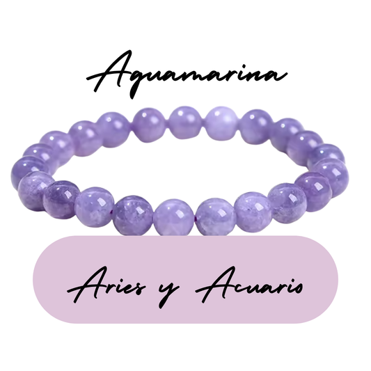 Pulsera de cuentas para Aries y Acuario - Piedras Naturales Aguamarina