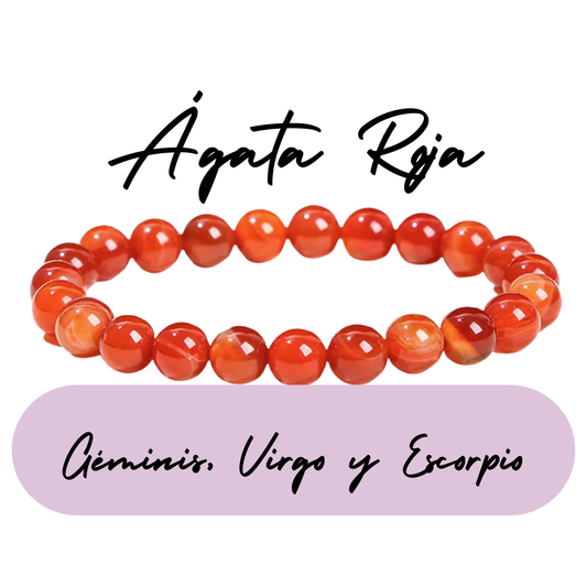Pulsera de cuentas para Virgo - Piedras Naturales Ágata Roja
