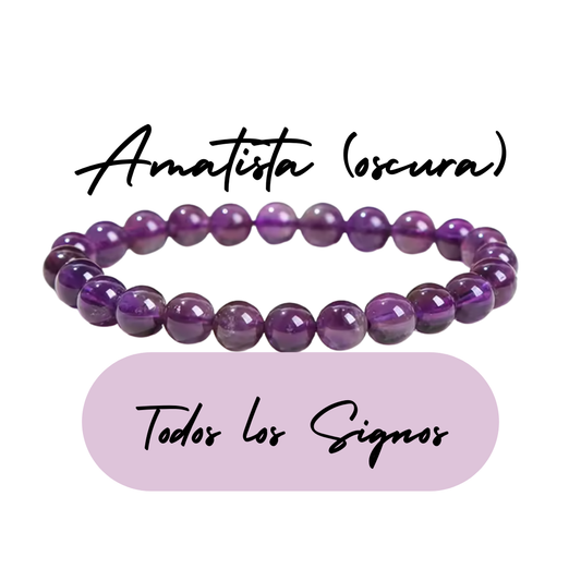 Pulsera de cuentas para Virgo - Piedras Naturales Amatista (Oscura)
