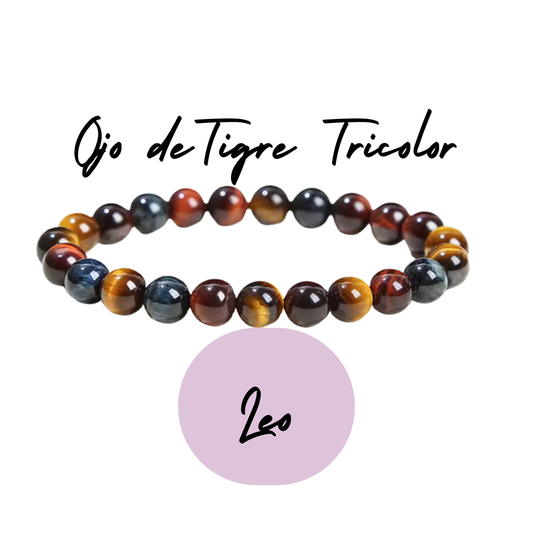 Pulsera de cuentas para Leo - Piedras Naturales Ojo de Tigre Tricolor