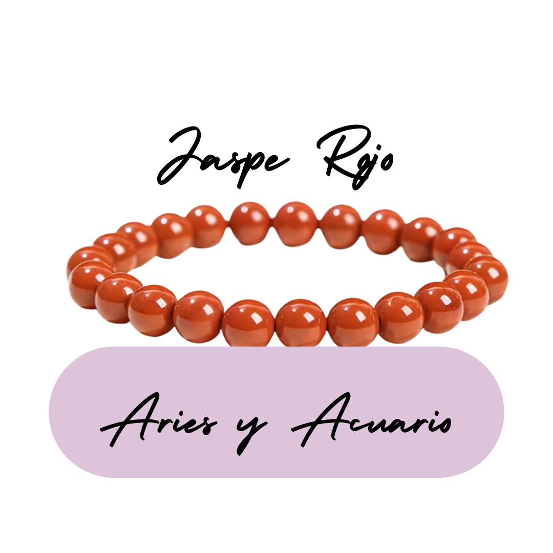 Pulsera de cuentas para Aries y Acuario - Piedras Naturales Jaspe Rojo