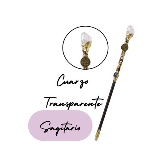 Cetro Mágico de SAGITARIO - Piedra Natural de Cuarzo Transparente