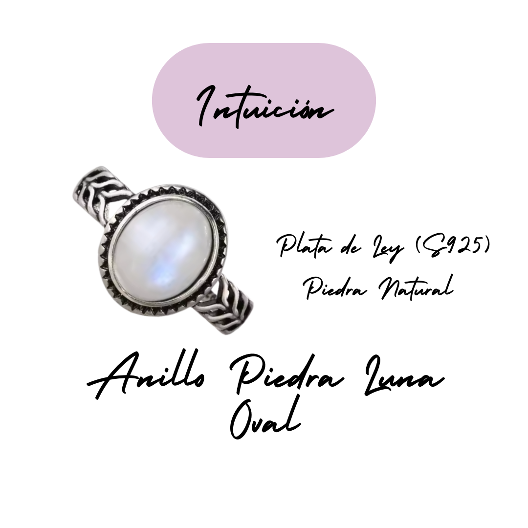 Anillo Piedra Lunar Oval - Intuición - Plata de Ley