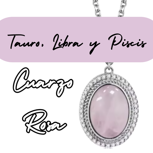 Colgante de Plata de Piscis - Piedra Natural Cuarzo Rosa