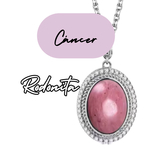 Colgante de Plata de Cáncer - Piedra Natural Rodonita