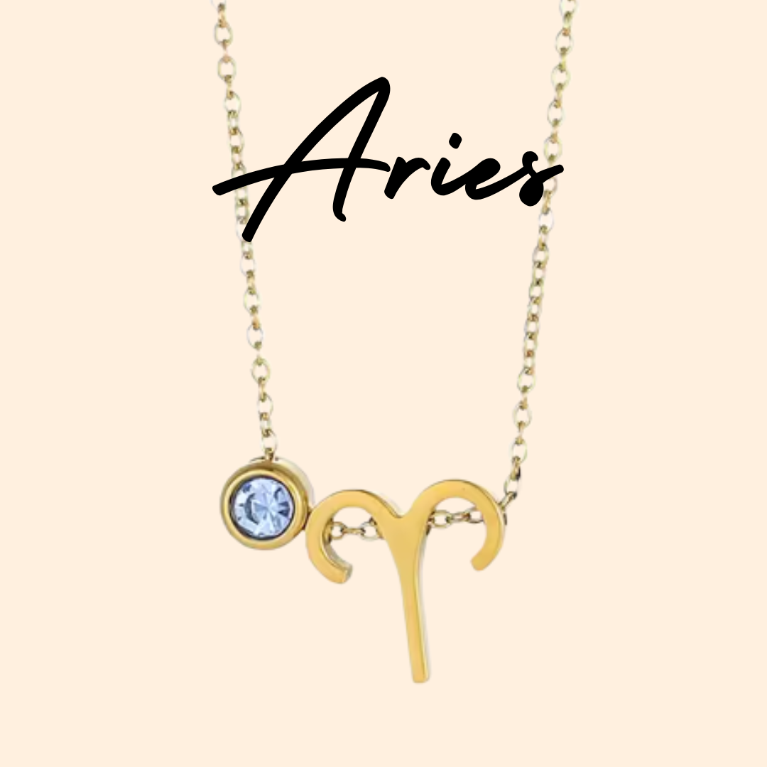 Colgante doble de Símbolo y Zirconita para ARIES