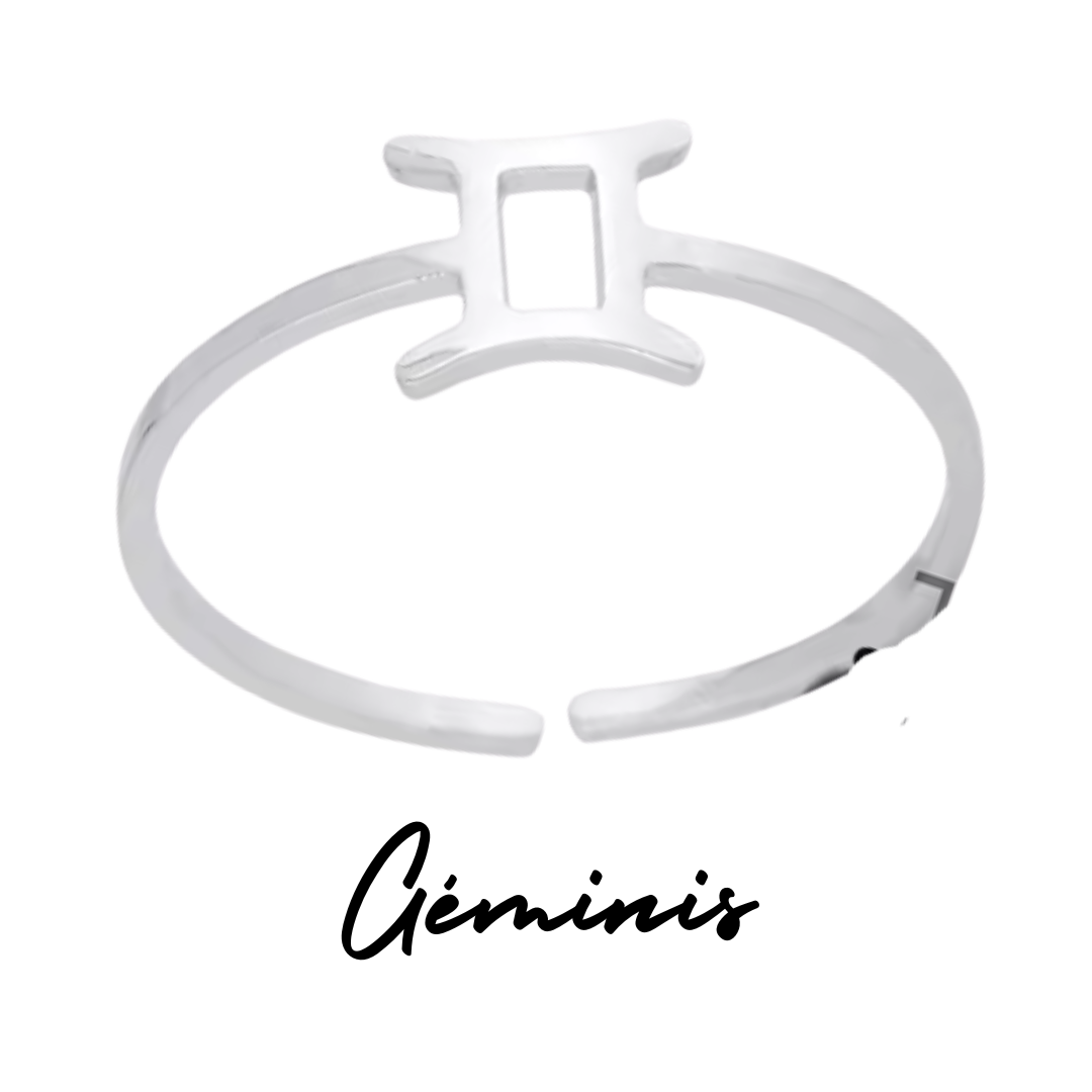 Anillo Plateado con Símbolo del Zodiaco