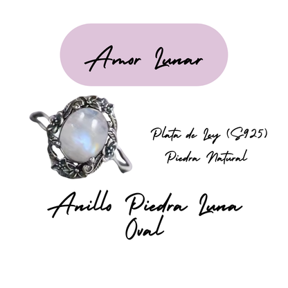 Anillo Piedra Lunar Oval - Amor Lunar - Plata de Ley