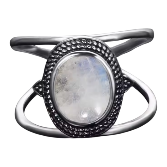 Anillo Piedra Lunar Oval - Serenidad - Plata de Ley