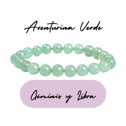 Pulsera de cuentas para Géminis y Libra - Piedras Naturales Aventurina Verde