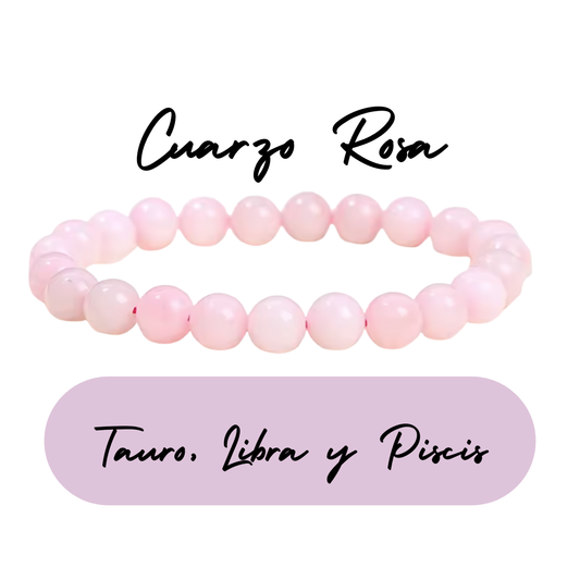 Pulsera de cuentas para Tauro - Piedras Naturales Cuarzo Rosa