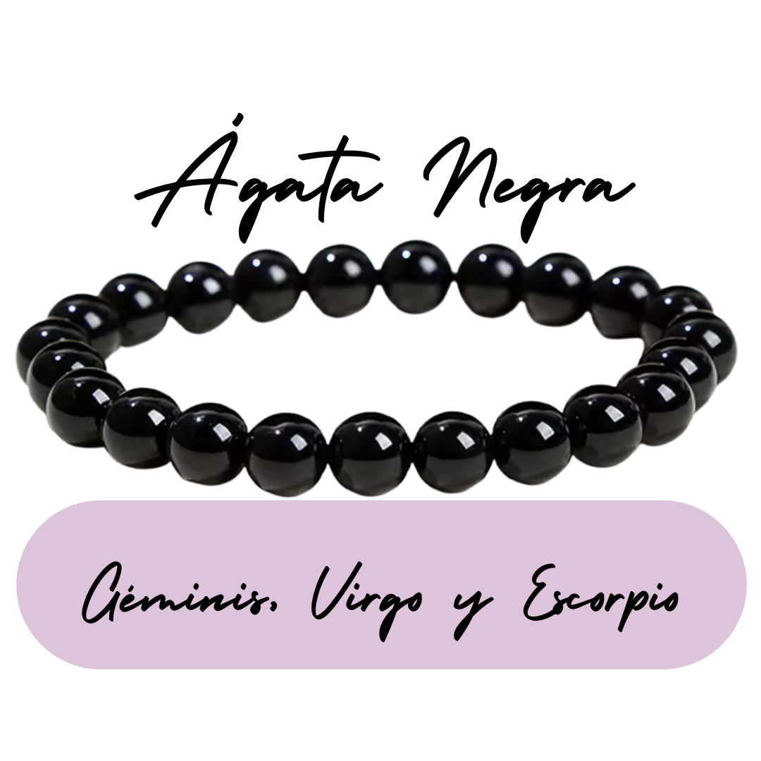 Pulsera de cuentas para Escorpio - Piedras Naturales Ágata Negra