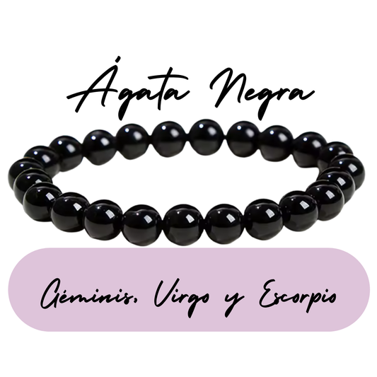 Pulsera de cuentas para Escorpio - Piedras Naturales Ágata Negra