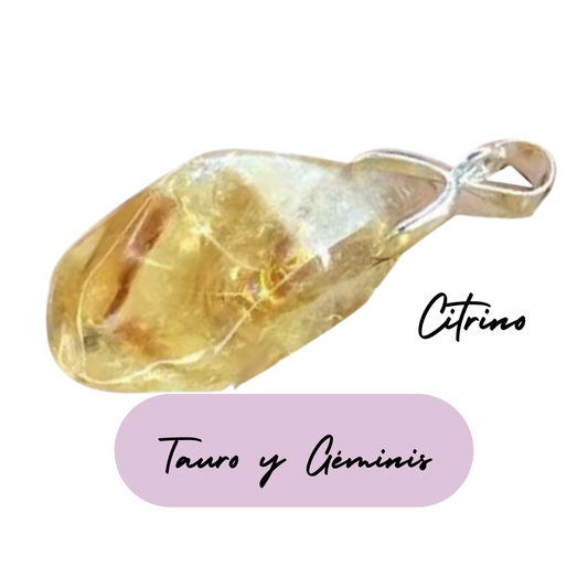 Colgante Energético Tauro - Piedra Natural Citrino