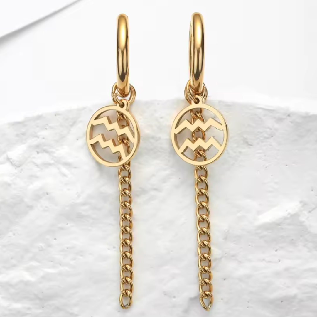 Pendientes Largos con Símbolo del Zodiaco