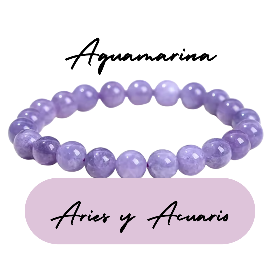 Pulsera de cuentas para Acuario - Piedras Naturales Aguamarina