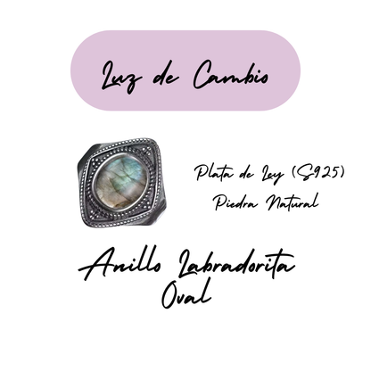Anillo Labradorita Oval - Luz de Cambio - Plata de Ley