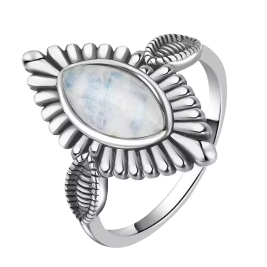 Anillo Piedra Lunar Gota - Alba Lunar - Plata de Ley