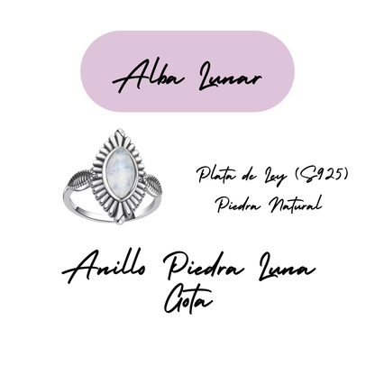 Anillo Piedra Lunar Gota - Alba Lunar - Plata de Ley