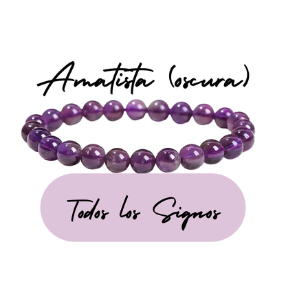 Pulsera de cuentas para Acuario - Piedras Naturales Amatista (Oscura)