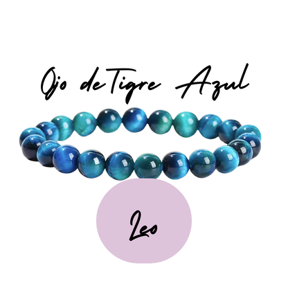 Pulsera de cuentas para Leo - Piedras Naturales Ojo de Tigre Azul