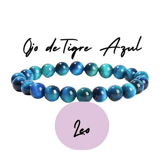 Pulsera de cuentas para Leo - Piedras Naturales Ojo de Tigre Azul