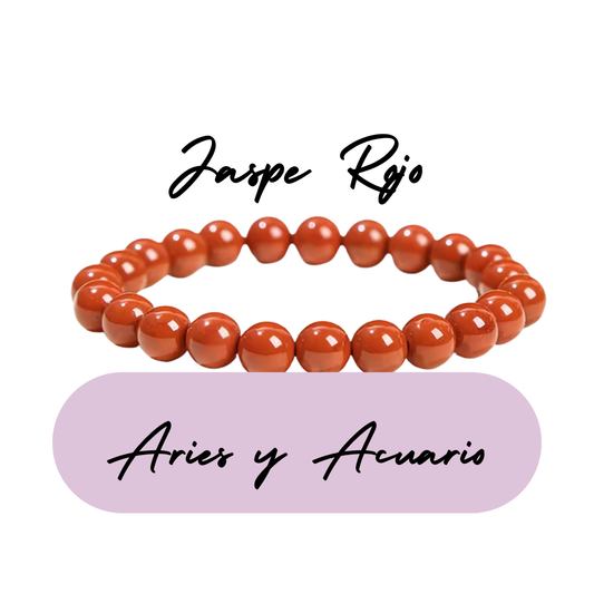 Pulsera de cuentas para Aries y Acuario - Piedras Naturales Jaspe Rojo