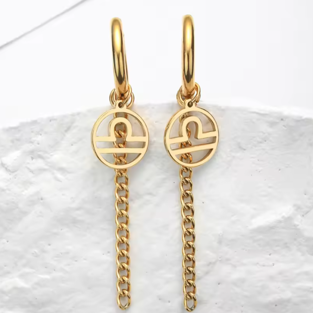 Pendientes Largos con Símbolo del Zodiaco