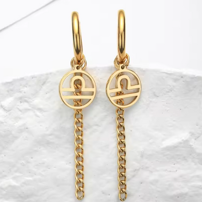 Pendientes Largos con Símbolo del Zodiaco