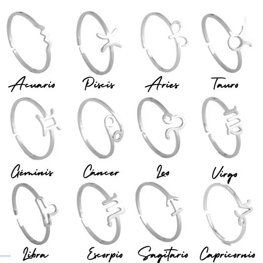 Anillo Plateado con Símbolo del Zodiaco