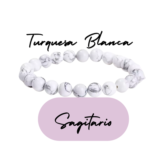 Pulsera de cuentas para Sagitario - Piedras Naturales Turquesa Blanca