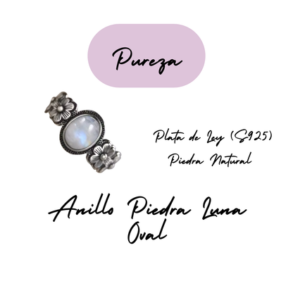 Anillo Piedra Lunar Oval - Pureza - Plata de Ley