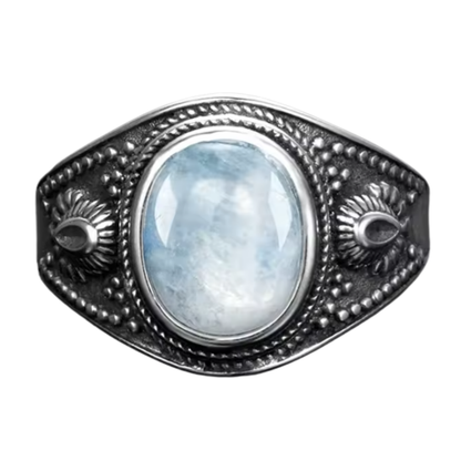 Anillo Piedra Lunar Oval - Diosa Interior - Plata de Ley