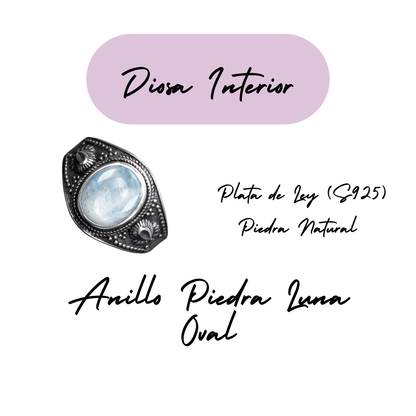 Anillo Piedra Lunar Oval - Diosa Interior - Plata de Ley
