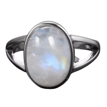 Anillo Piedra Lunar Oval - Canto Lunar - Plata de Ley
