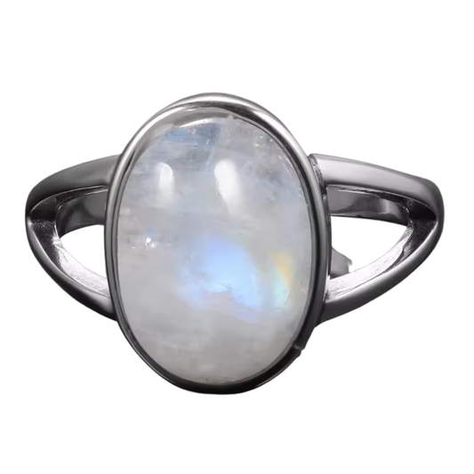 Anillo Piedra Lunar Oval - Canto Lunar - Plata de Ley