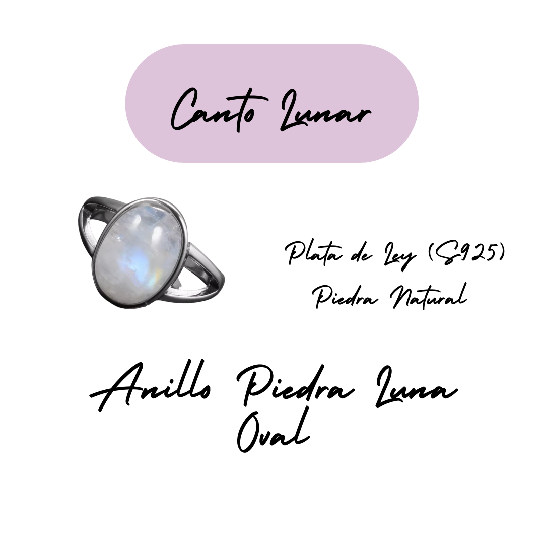 Anillo Piedra Lunar Oval - Canto Lunar - Plata de Ley