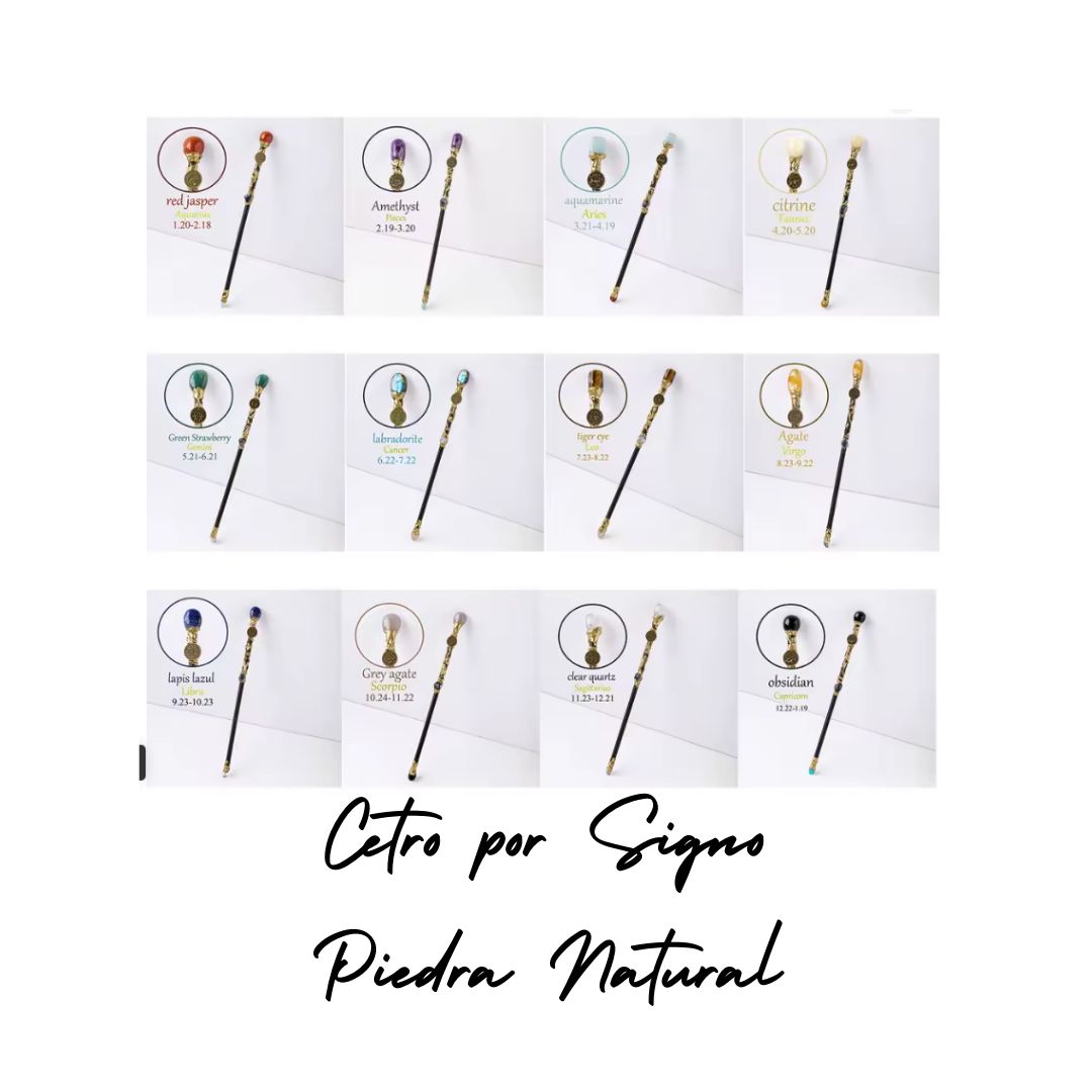 Cetro Mágico de LEO - Piedra Natural de Ojo de Tigre