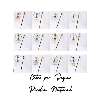 Cetro Mágico de LEO - Piedra Natural de Ojo de Tigre