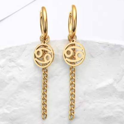 Pendientes Largos con Símbolo del Zodiaco