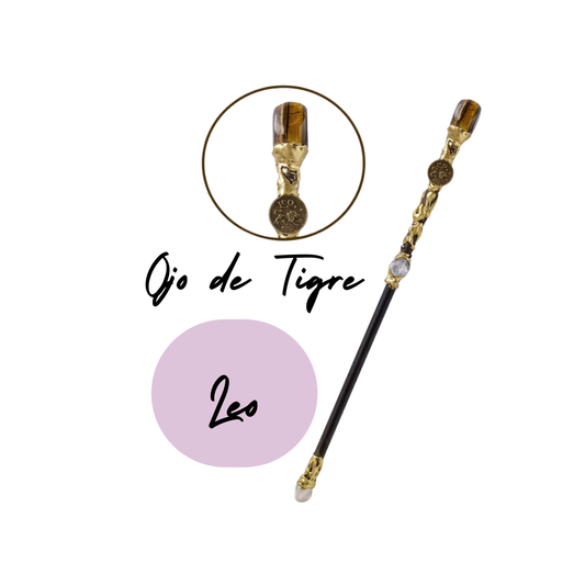 Cetro Mágico de LEO - Piedra Natural de Ojo de Tigre