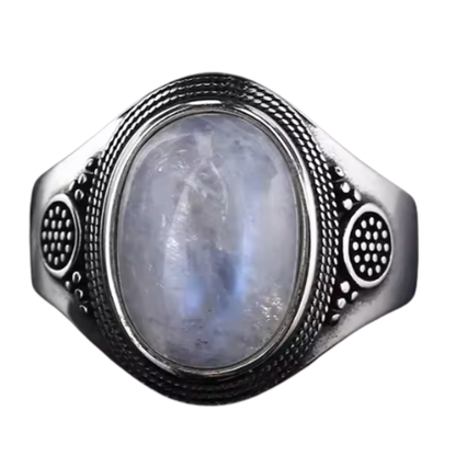 Anillo Piedra Lunar Oval - Eterna Luz - Plata de Ley