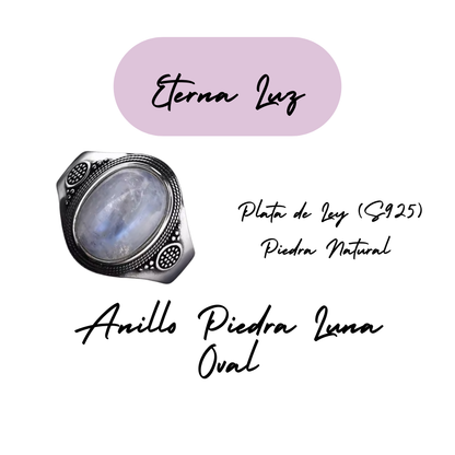 Anillo Piedra Lunar Oval - Eterna Luz - Plata de Ley