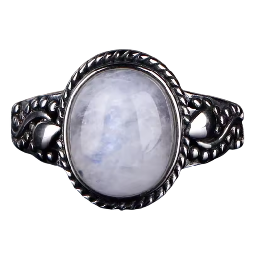 Anillo Piedra Lunar Oval - Latido Lunar - Plata de Ley