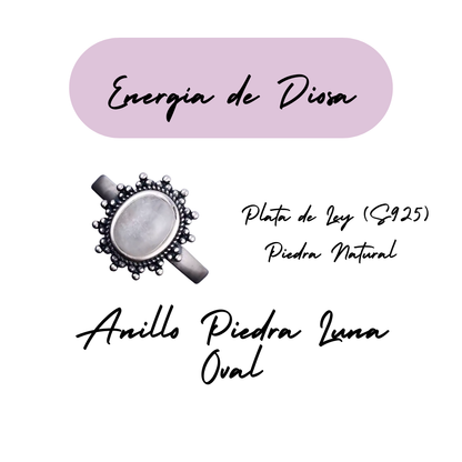 Anillo Piedra Lunar Oval - Energía de Diosa - Plata de Ley