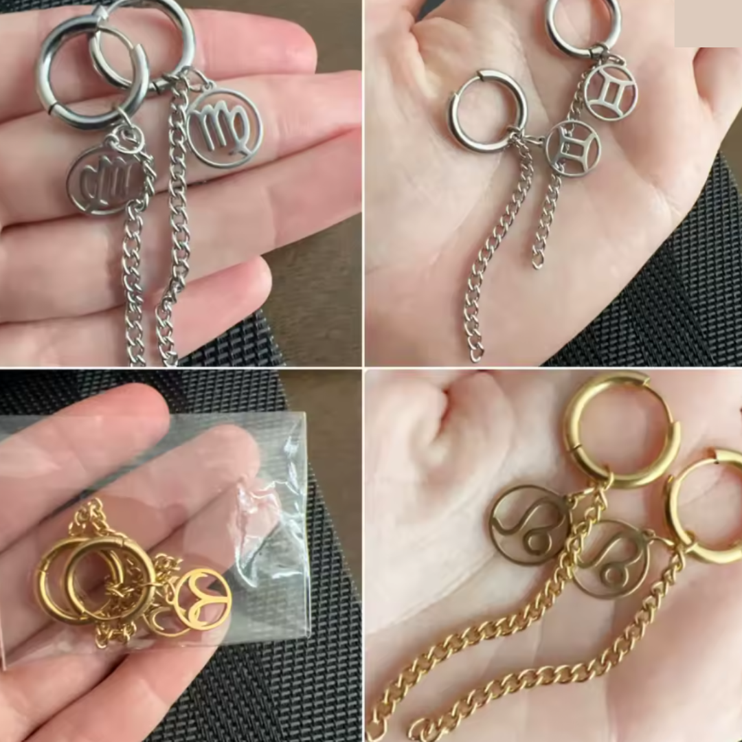 Pendientes Largos con Símbolo del Zodiaco