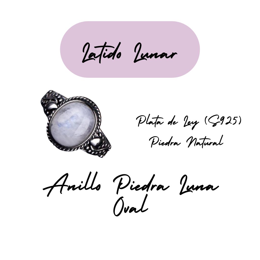 Anillo Piedra Lunar Oval - Latido Lunar - Plata de Ley