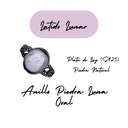 Anillo Piedra Lunar Oval - Latido Lunar - Plata de Ley