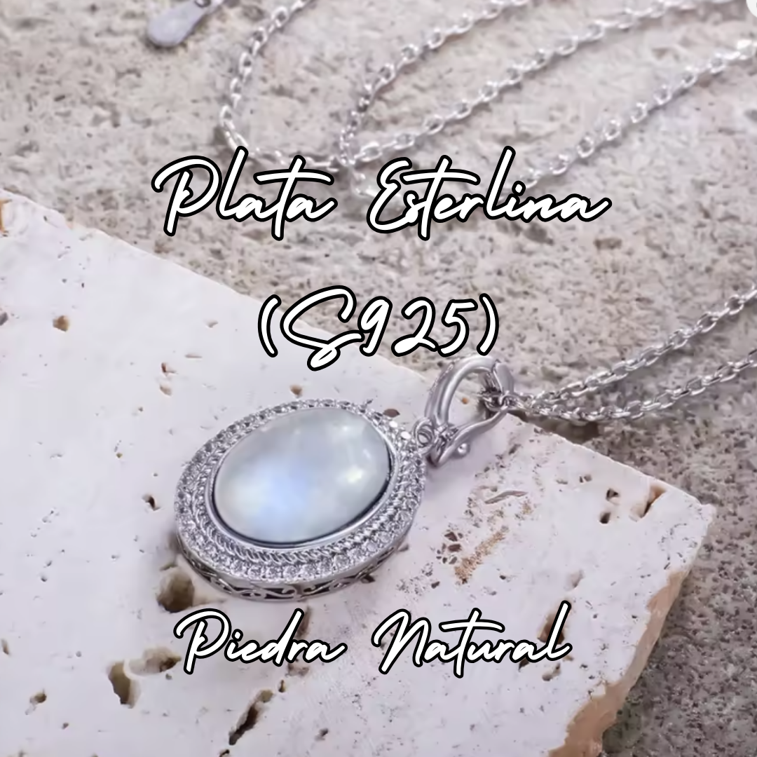 Colgante de Plata de Cáncer - Piedra Natural Piedra Lunar