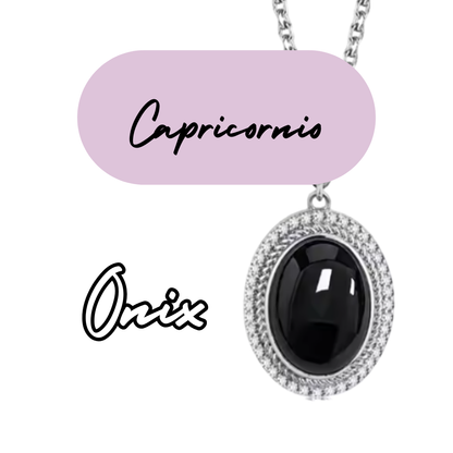 Colgante de Plata de Capricornio - Piedra Natural Ónix
